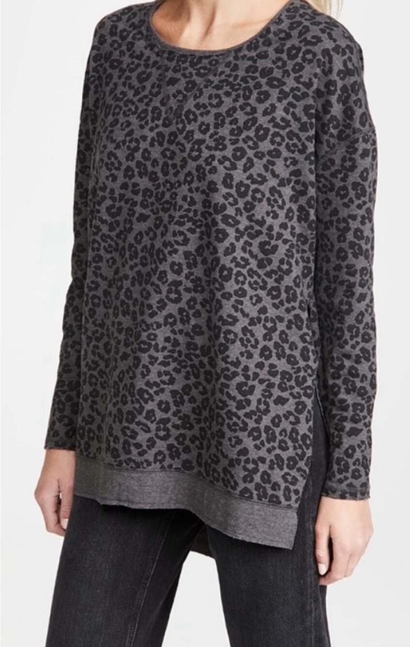 NWT Z Supply Leo Weekender Animal Print High-Low Side Slit Pullover Sweatshirt